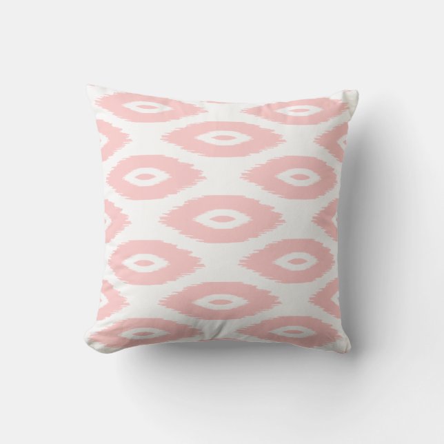 Light Pink and White Tribal Ikat Dots Cushion (Front)
