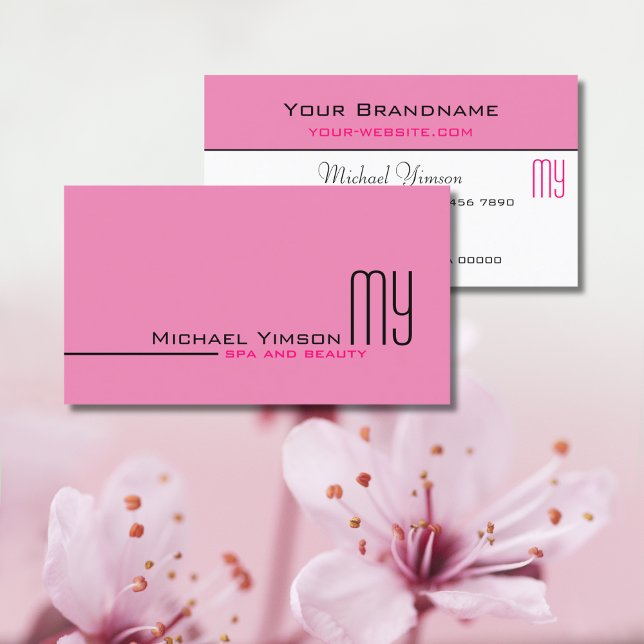 Light Pink and White with Monogram Professional Business Card (Creator Uploaded)