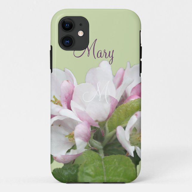 Light pink apple flowers in green background. Case-Mate iPhone case (Back)