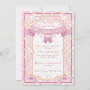 Light Pink Art Nouveau Magical Girl Birthday Invitation