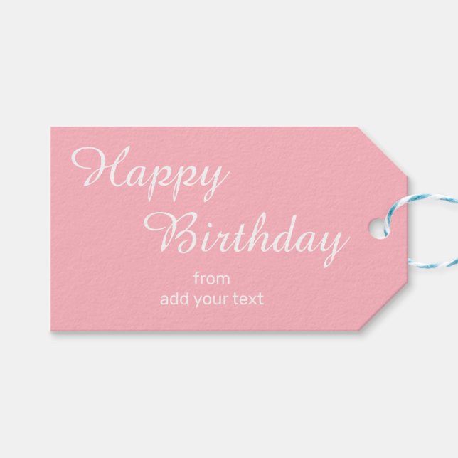 Light Pink Birthday Gift Tags (Front (Horizontal))