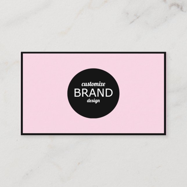 Light Pink Black Border Minimalist Professional  Business Card (Front)