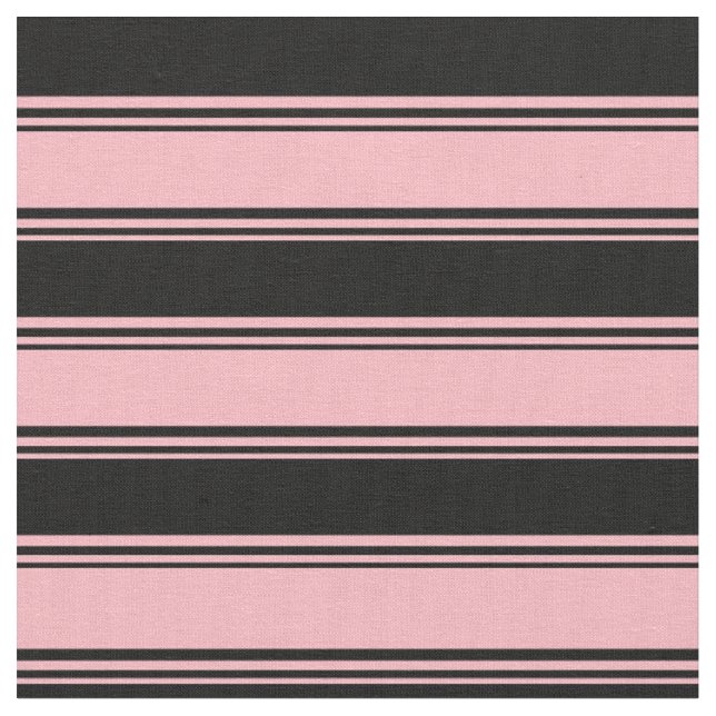 Light Pink & Black Lines/Stripes Pattern Fabric (Close Up)