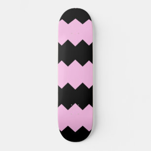 Light Pink & Black Zig Zag Stripe Skateboard