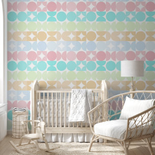 Light Pink Blue Turquoise Green Circles Pattern Wallpaper