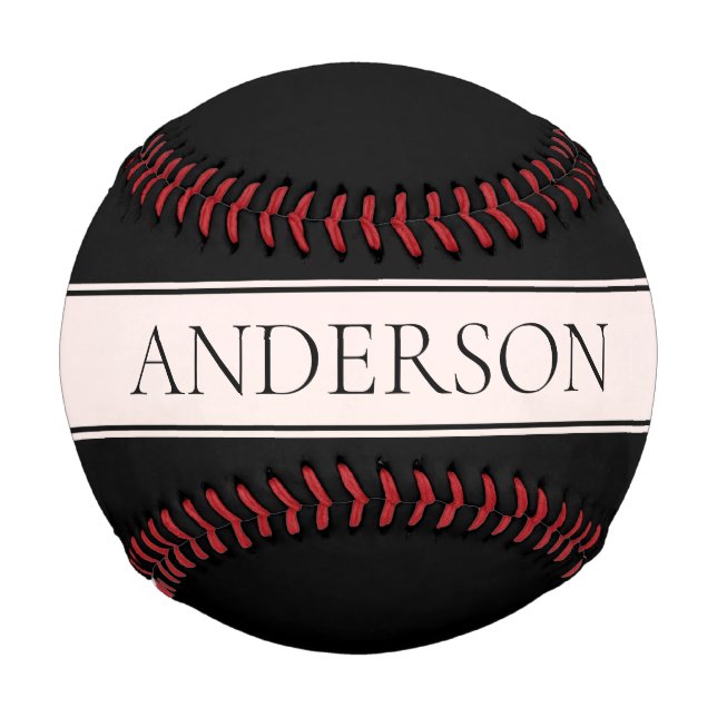Light Pink Blush Stripe & Elegant Editable Text Baseball (Front)