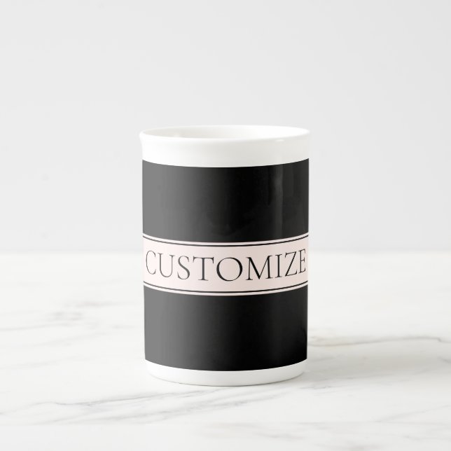 Light Pink Blush Stripe & Elegant Editable Text Bone China Mug (Front)