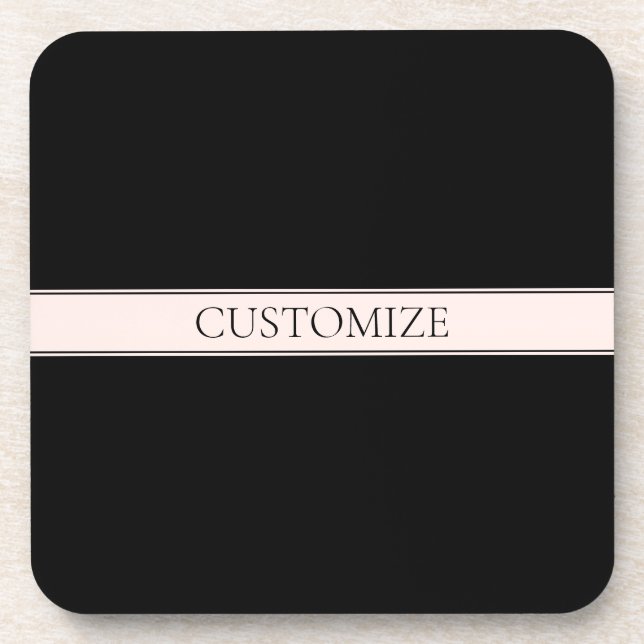 Light Pink Blush Stripe & Elegant Editable Text Coaster (Front)