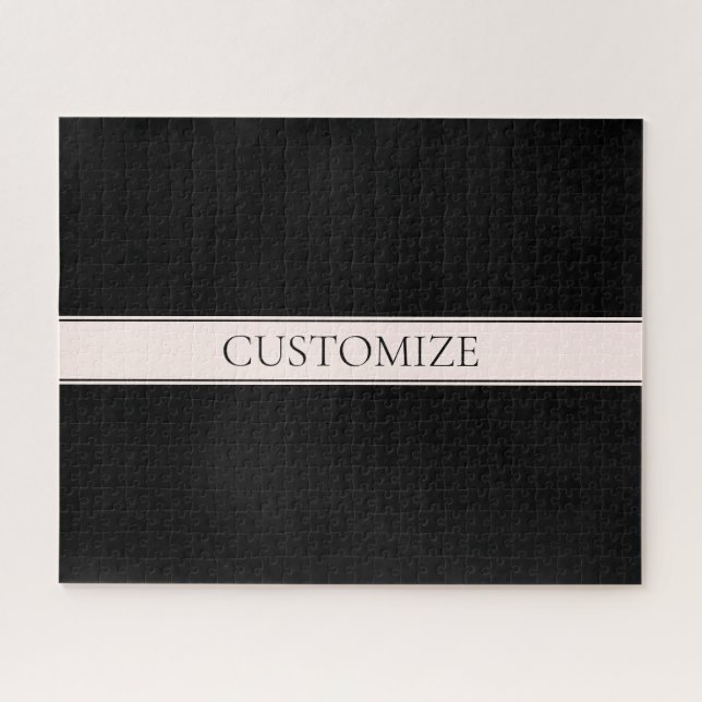 Light Pink Blush Stripe & Elegant Editable Text Jigsaw Puzzle (Horizontal)