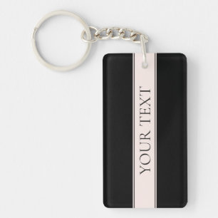 Light Pink Blush Stripe & Elegant Editable Text Key Ring