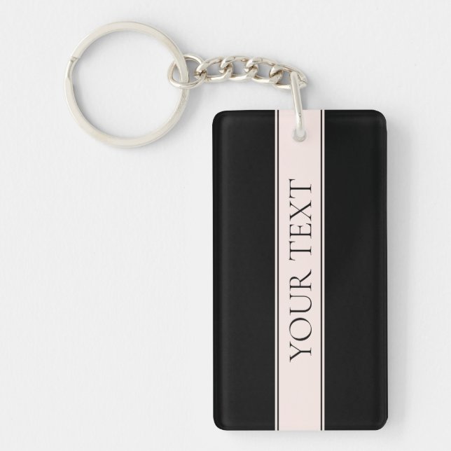 Light Pink Blush Stripe & Elegant Editable Text Key Ring (Front)