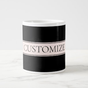 Light Pink Blush Stripe & Elegant Editable Text Large Coffee Mug