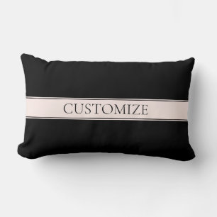 Light Pink Blush Stripe & Elegant Editable Text Lumbar Cushion