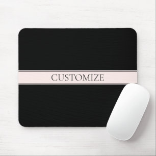 Light Pink Blush Stripe & Elegant Editable Text Mouse Pad