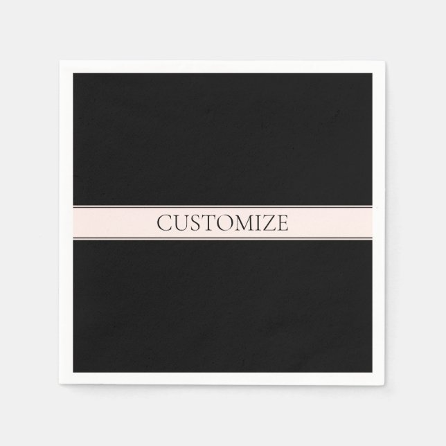 Light Pink Blush Stripe & Elegant Editable Text Napkin (Front)