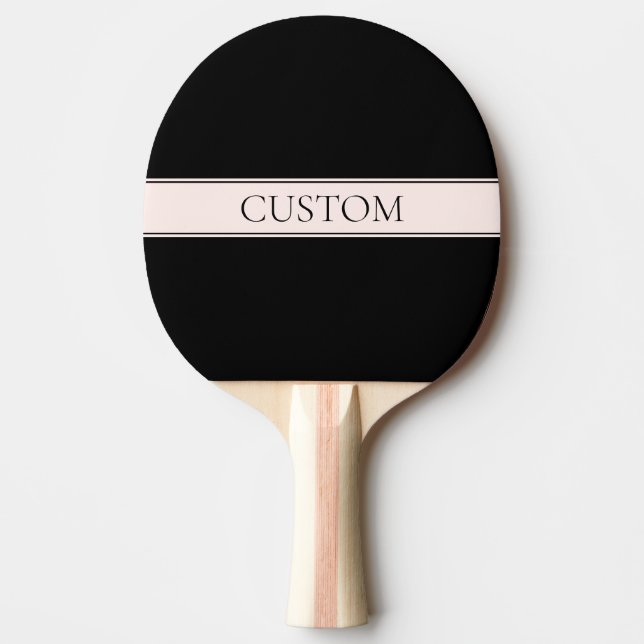 Light Pink Blush Stripe & Elegant Editable Text Ping Pong Paddle (Front)