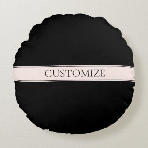 Light Pink Blush Stripe & Elegant Editable Text Round Cushion