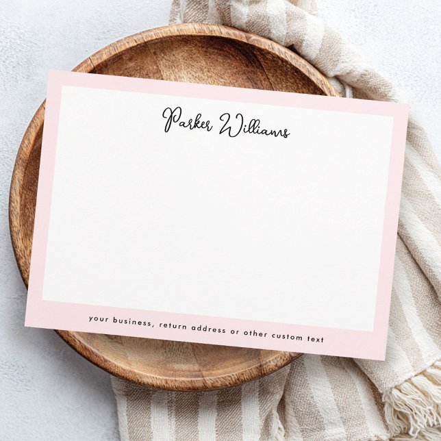 Light pink border handwritten script name card (Light pink border handwritten script name note card)