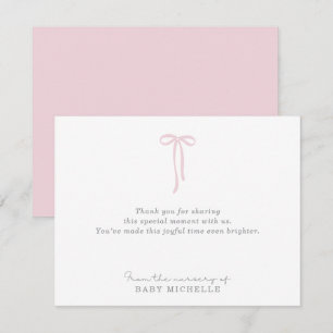 Light pink Bow, from the nursery of, text card