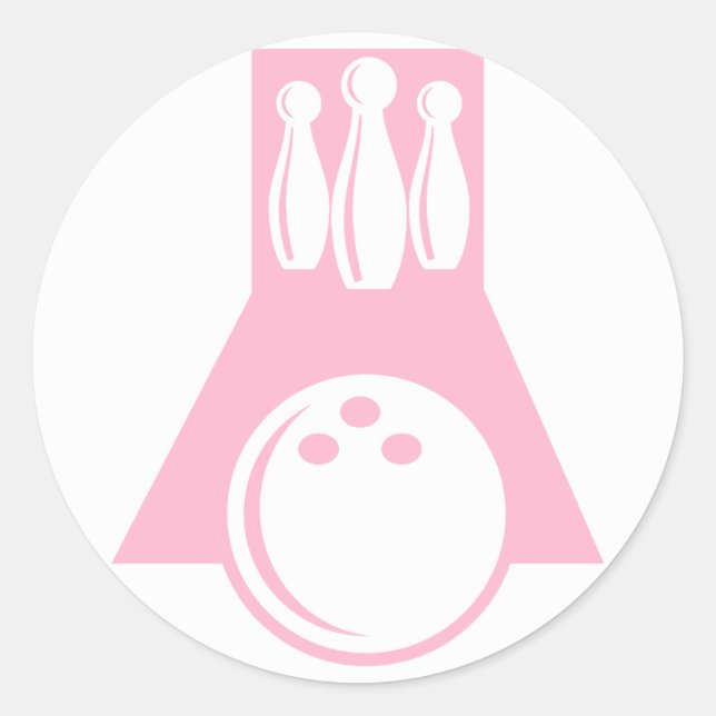 Light Pink Bowling Classic Round Sticker (Front)