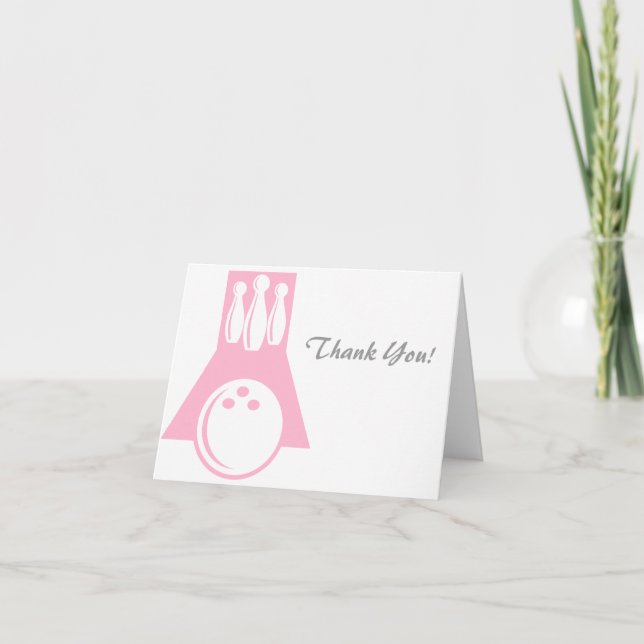 Light Pink Bowling Thank You Card (Front)