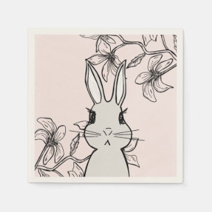 Light Pink Bunny Floral Spring Napkin