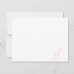 Light Pink Calligraphy Script Two Initials Card