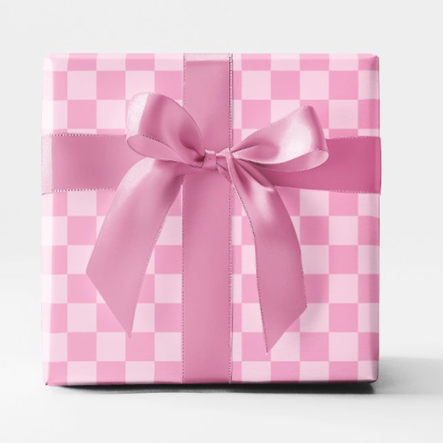 Light Pink Chequered Wrapping Paper (Light Pink Checkered Wrapping Paper)