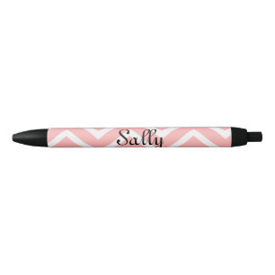 Light Pink Chevron Lines Black Ink Pen