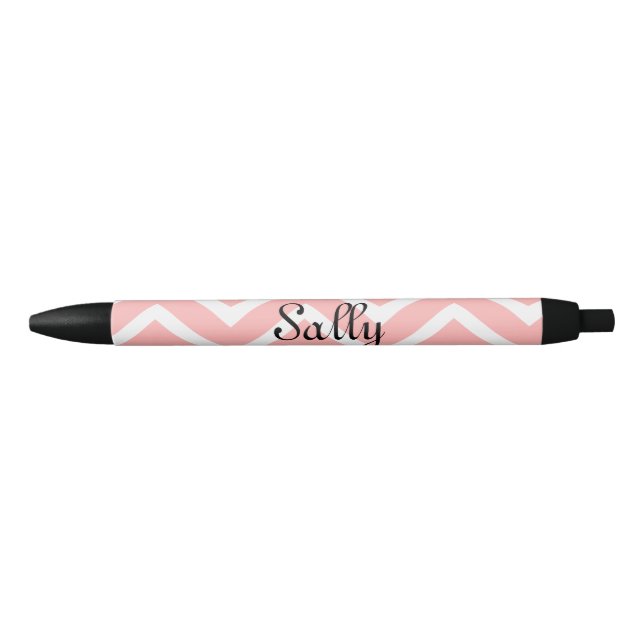 Light Pink Chevron Lines Black Ink Pen (Front)