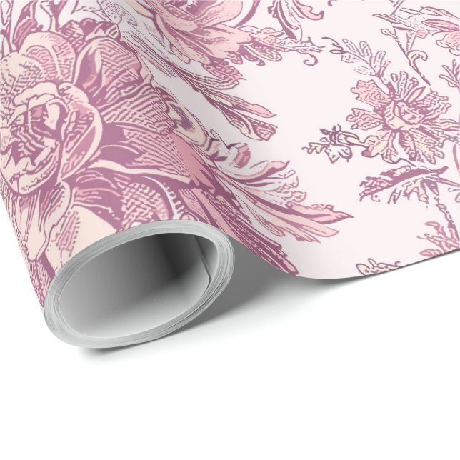Light Pink Chinoiserie Decoupage Wrapping Paper (Roll Corner)