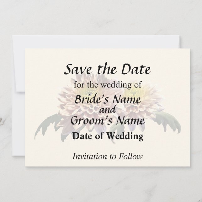 Light Pink Chrysanthemums Save The Date (Front)