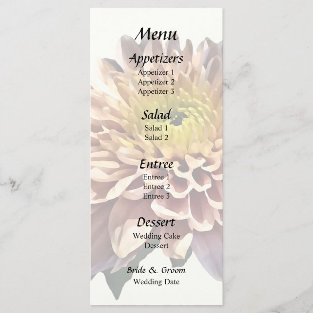 Light Pink Chrysanthemums Wedding Menu (Front)