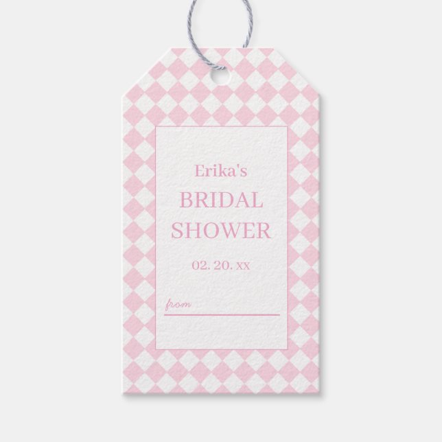 Light pink Classic design Bridal Shower Gift Tag (Front)