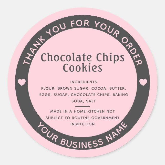 Light Pink Cottage Law Ingredient Baker Sticker (Front)