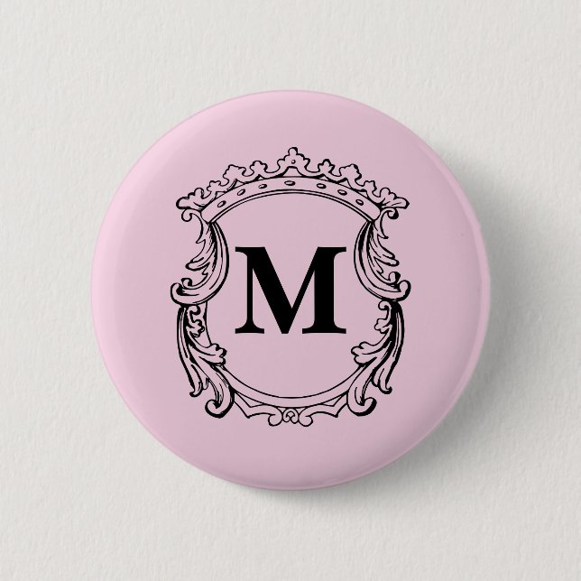 Light Pink Custom Monogram Crest 6 Cm Round Badge (Front)