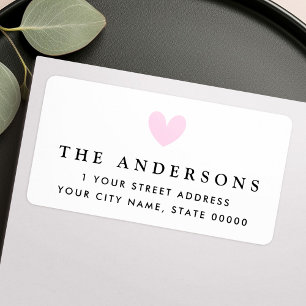 Light pink cute love heart return address label