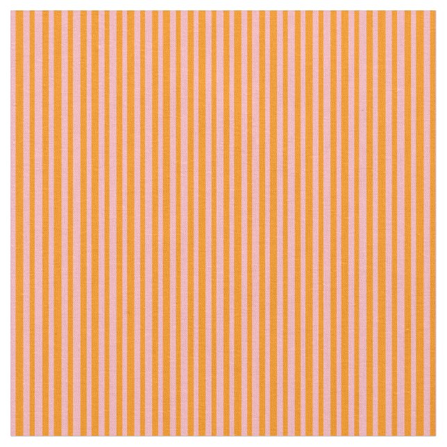 Light Pink & Dark Orange Coloured Lined Pattern Fabric (Close Up)
