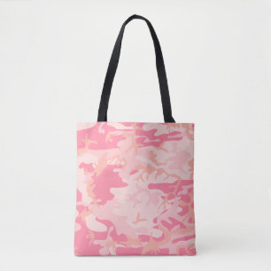 Light Pink Dark Pink and Peach Camo Camouflage Tote Bag