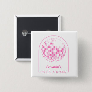 Light Pink Disco Boogie Bridal Shower 15 Cm Square Badge