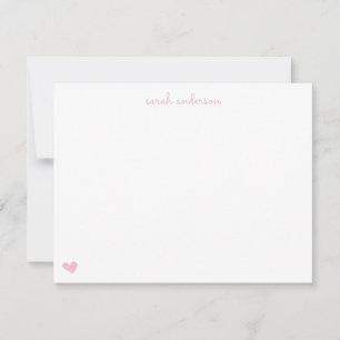 Light Pink Doodle Heart Personalised Stationery Card