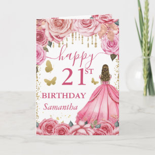 Light Pink Dress Blonde Princess Birthday Card