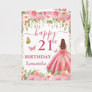 Light Pink Dress Red Haired Princess Birthday Card