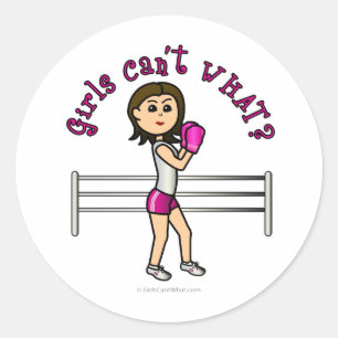 Light Pink Female Boxing Classic Round Sticker