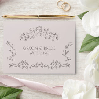  Light Pink floral design Elegant Wedding Envelope