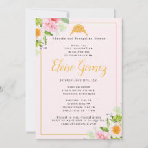 Light Pink Floral Spring Quinceanera Invitation