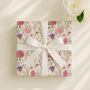 light pink, Floral watercolor elegant event Wrapping Paper