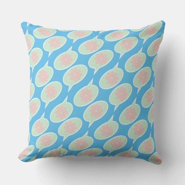 Light Pink Flower in Elliptical Shapes Cushion (Front)