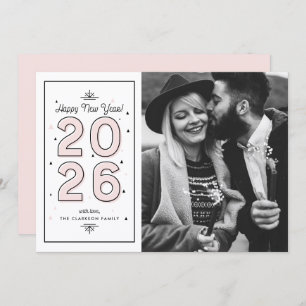 Light Pink Geometric Typography 2025 New Year Holiday Card