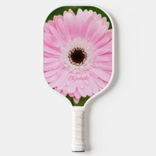 Light Pink Gerbera Daisy Floral Personalised Pickleball Paddle